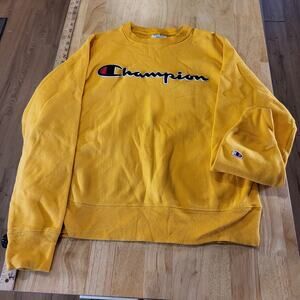 Champion Heavy Weight Terry Pullover Mustard Yellow Sweatshirt Small